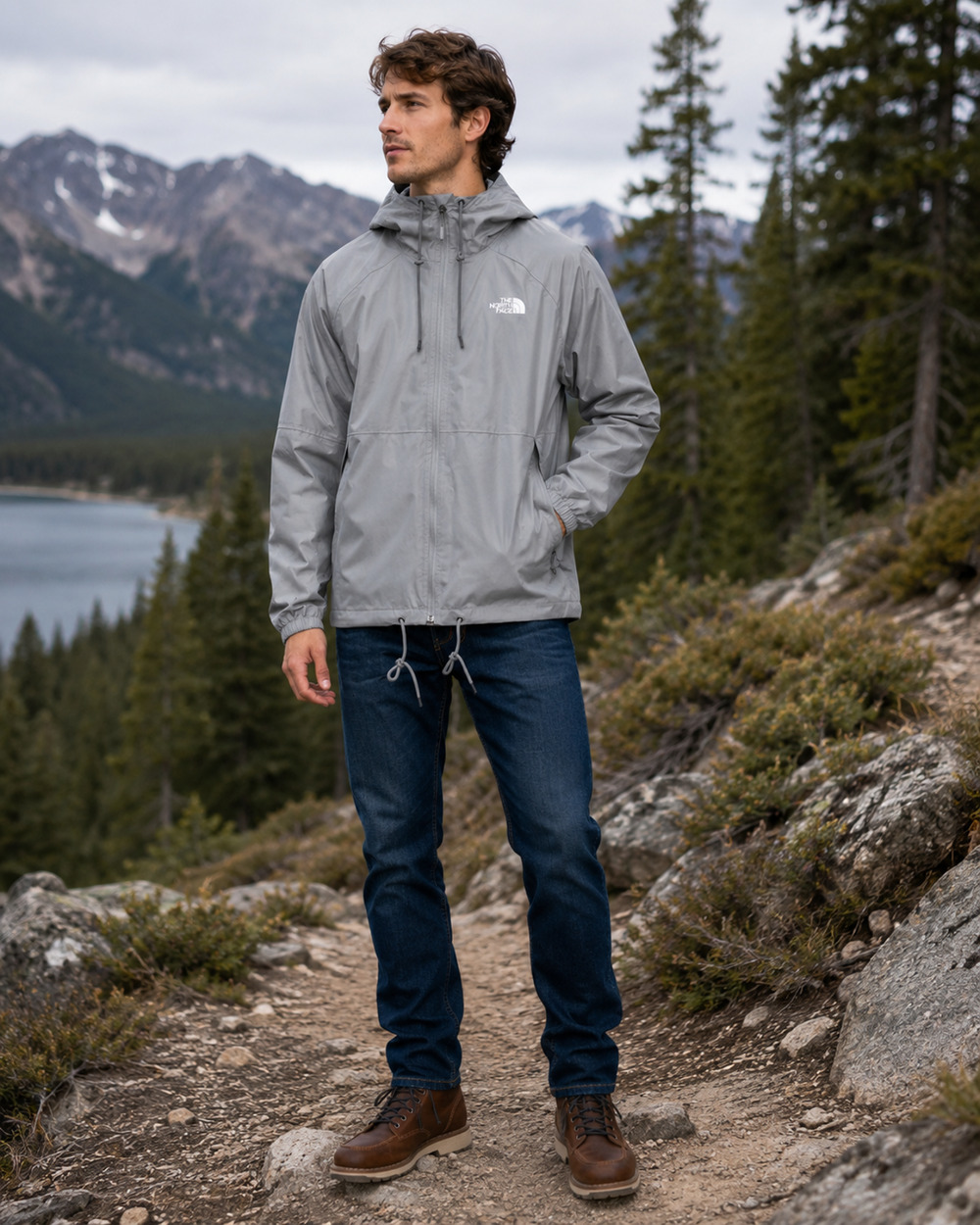 The North Face Men's Small Gray Antora Parka Outdoor Hooded Rain Jacket OS44-17